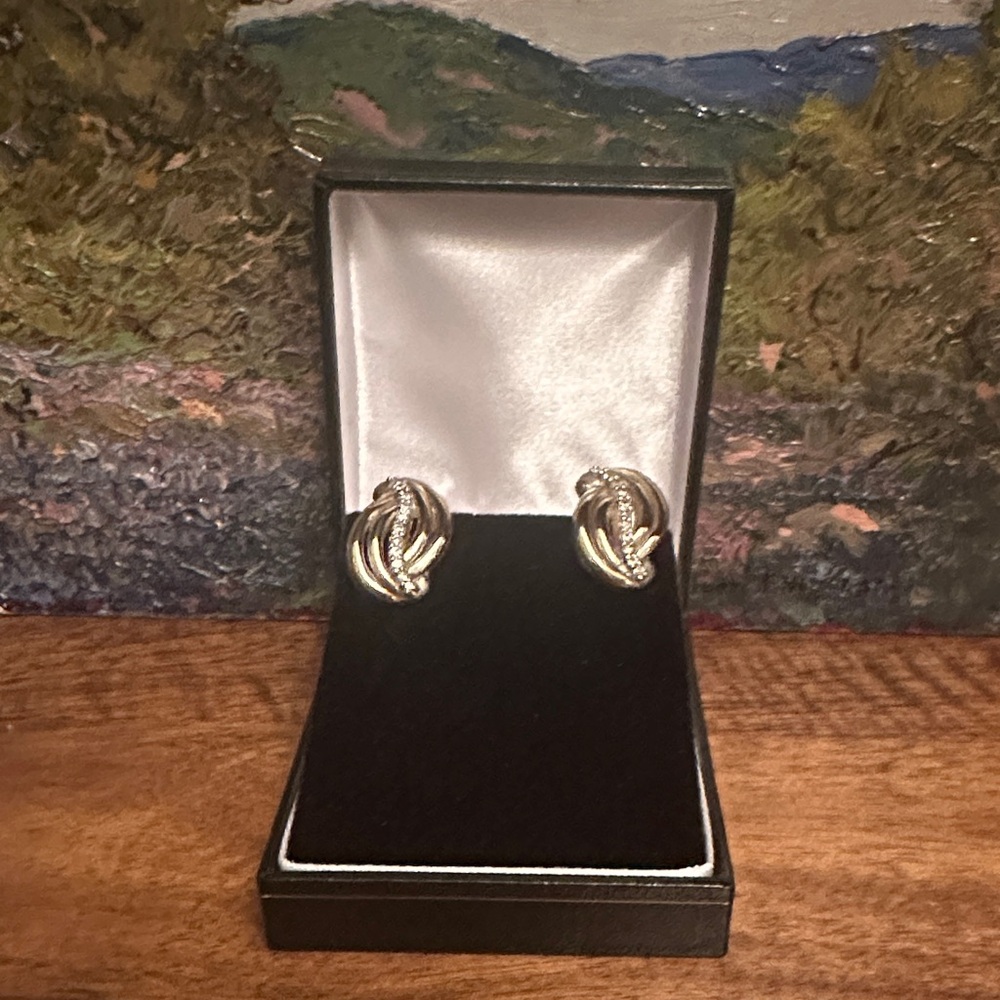 Gorgeous custom 14k/sterling silver and diamond French lever back earrings